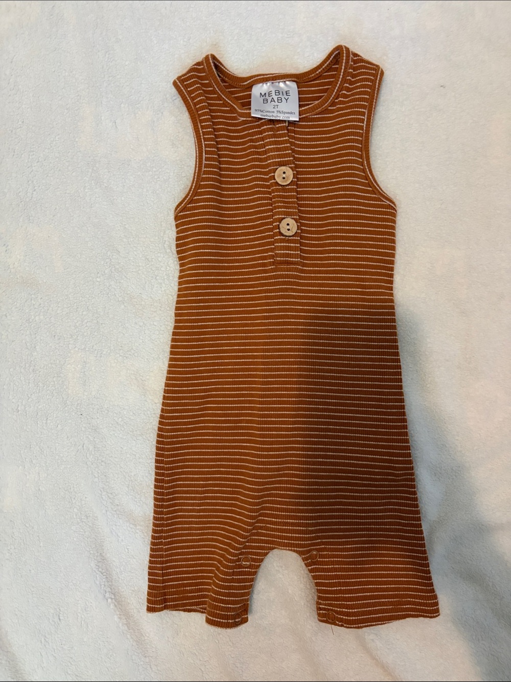 Mebie Baby Rust Stripe Sleeveless Bodysuit